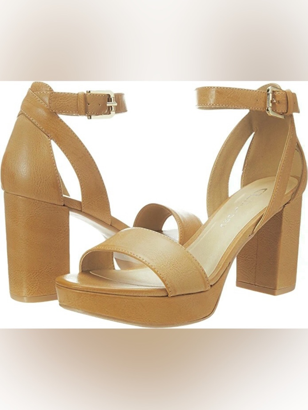👡 Strappy Heeled Sandal by Go On 2 from CL by Laundry in Tan w Subtle Platform